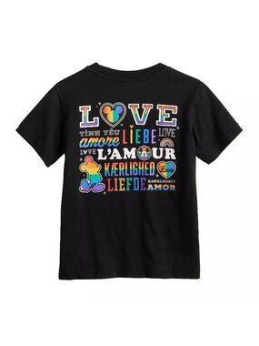 Disney Pride Mickey Mouse Love Graphic Tee 3T Black Rainbow Disneycore Playful